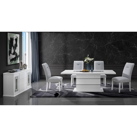 Global Furniture Usa Contemporary Fabric, Velvet Monaco White Dining Table + Monaco Dining Chair 5662